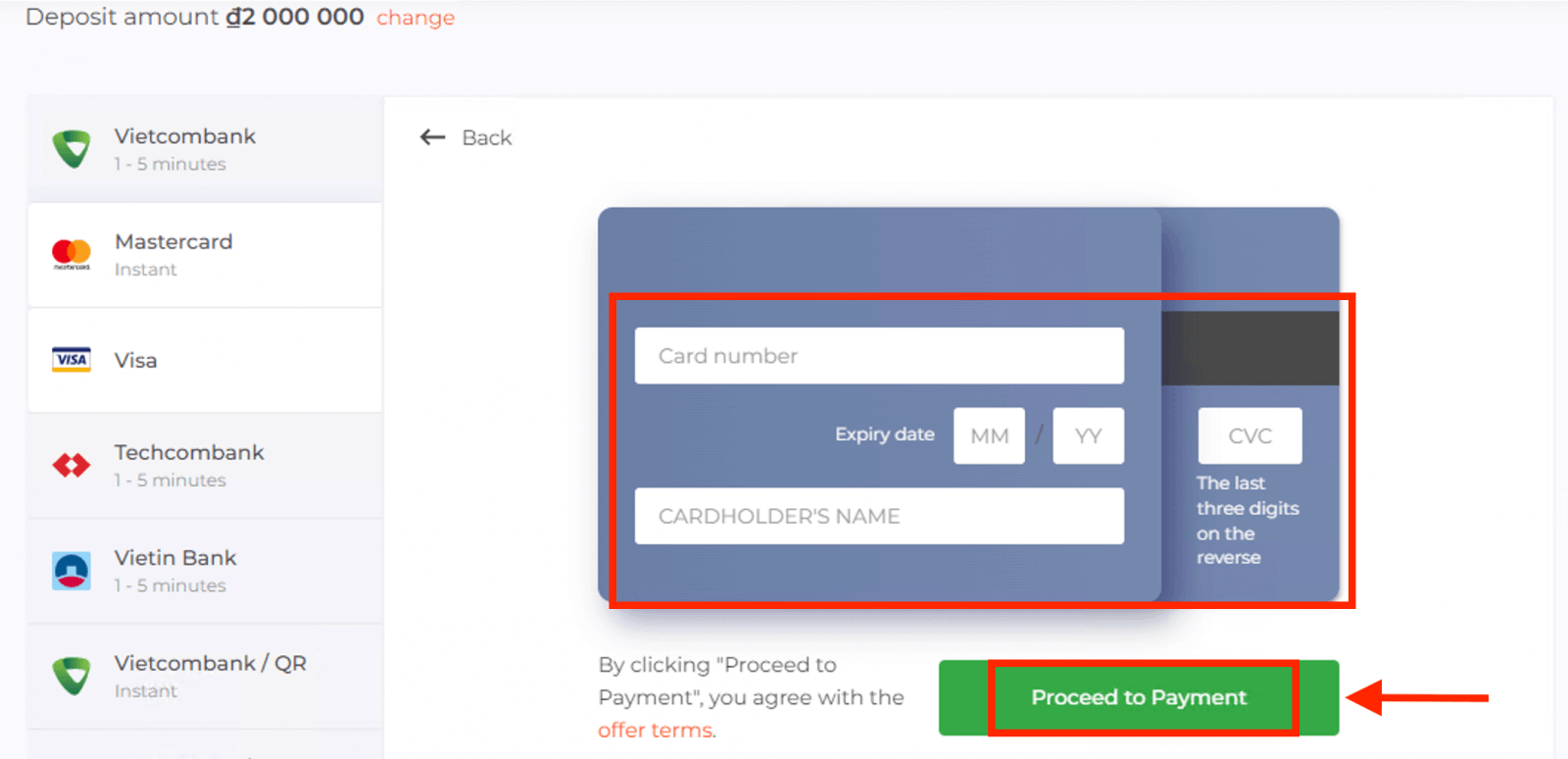 ฝากเงินบน IQ Option เวียดนาม: Visa/Mastercard, Internet Banking และ E-wallets